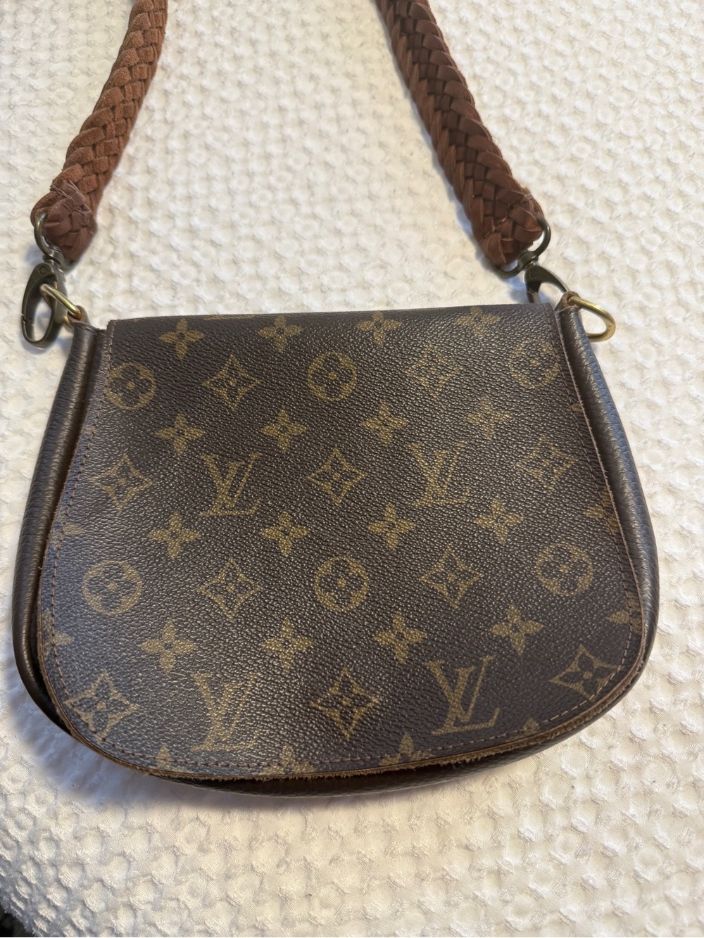Vintage Boho Louis Vuitton Monogram Canvas Crossbody in Brown with Braided Strap